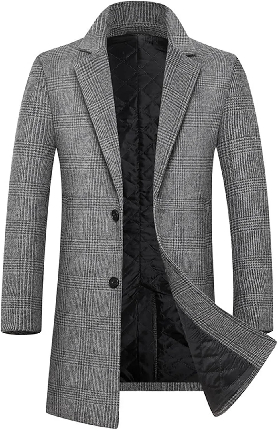 Men's Double Breasted Pea Coat Winter Overcoat Short Trench Coat Notched Collar Dress Coat for Men