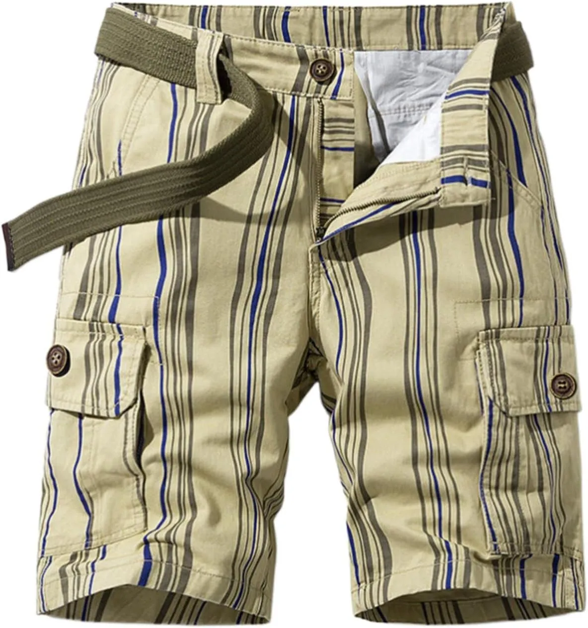 Men's Golf Dress Shorts,Stretch Comfy Lightweight Quick Dry Chino Casual Shorts with Pockets Striped Cargo Pants