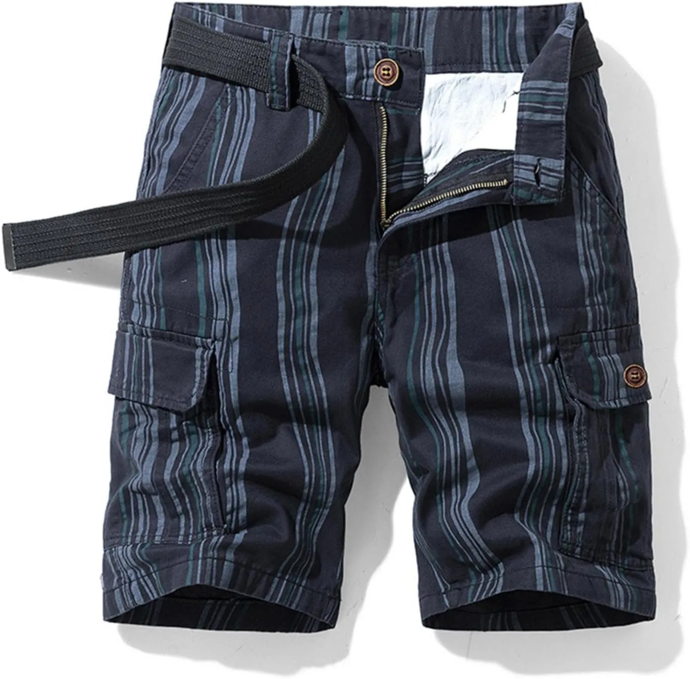 Men's Golf Dress Shorts,Stretch Comfy Lightweight Quick Dry Chino Casual Shorts with Pockets Striped Cargo Pants