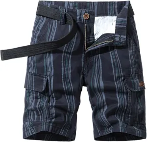 Men's Golf Dress Shorts,Stretch Comfy Lightweight Quick Dry Chino Casual Shorts with Pockets Striped Cargo Pants