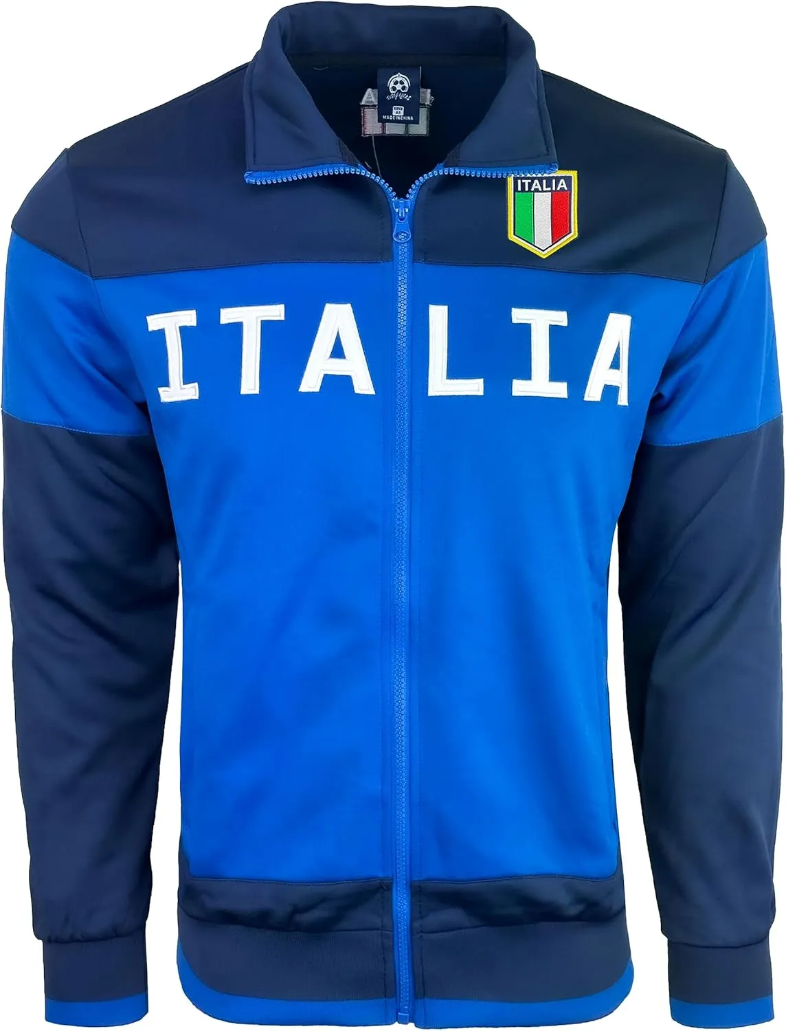 Men's Italy Jacket, Full Zip Italia Soccer Track Jacket With Zipper Pockets