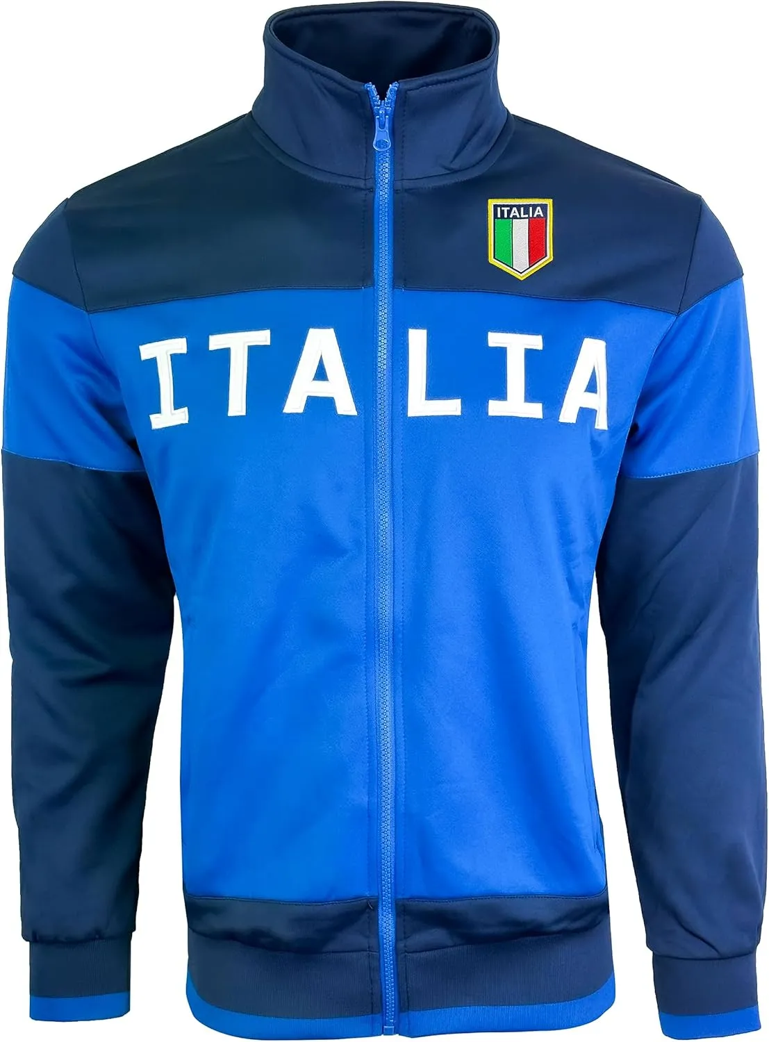 Men's Italy Jacket, Full Zip Italia Soccer Track Jacket With Zipper Pockets