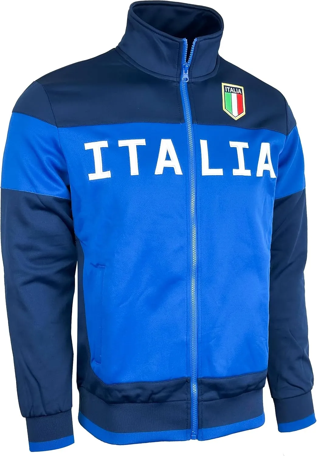 Men's Italy Jacket, Full Zip Italia Soccer Track Jacket With Zipper Pockets