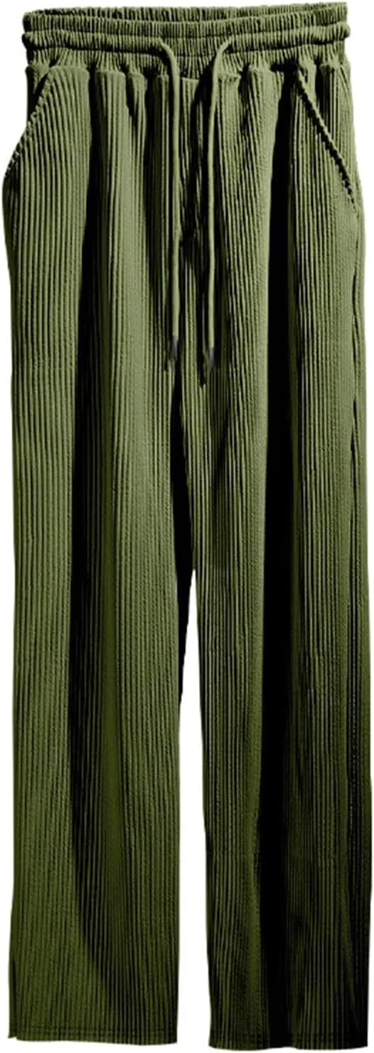 Mens Lightweight Hiking Travel Pants Athletic Breathable Fishing Active Jogger Leisure Pants Drawstring Tactical Solid Pants