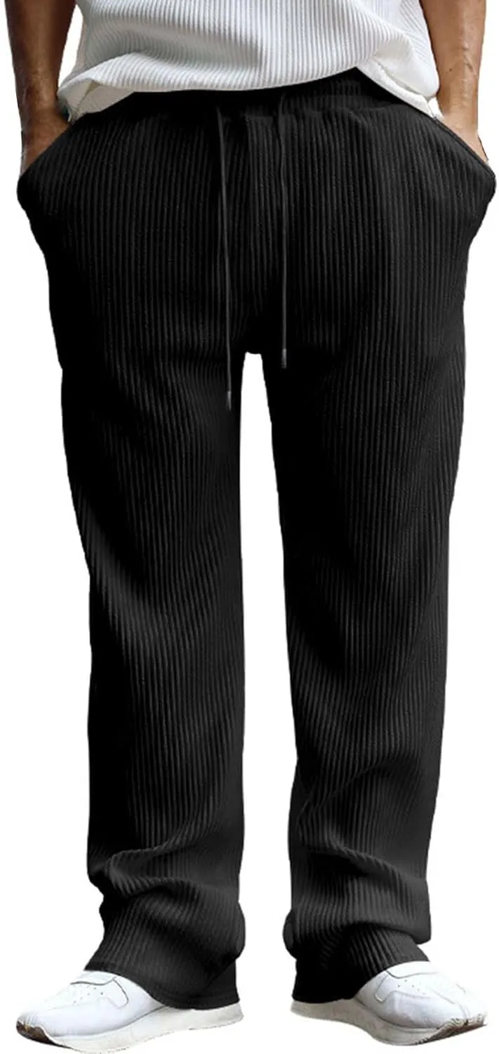 Mens Lightweight Hiking Travel Pants Athletic Breathable Fishing Active Jogger Leisure Pants Drawstring Tactical Solid Pants