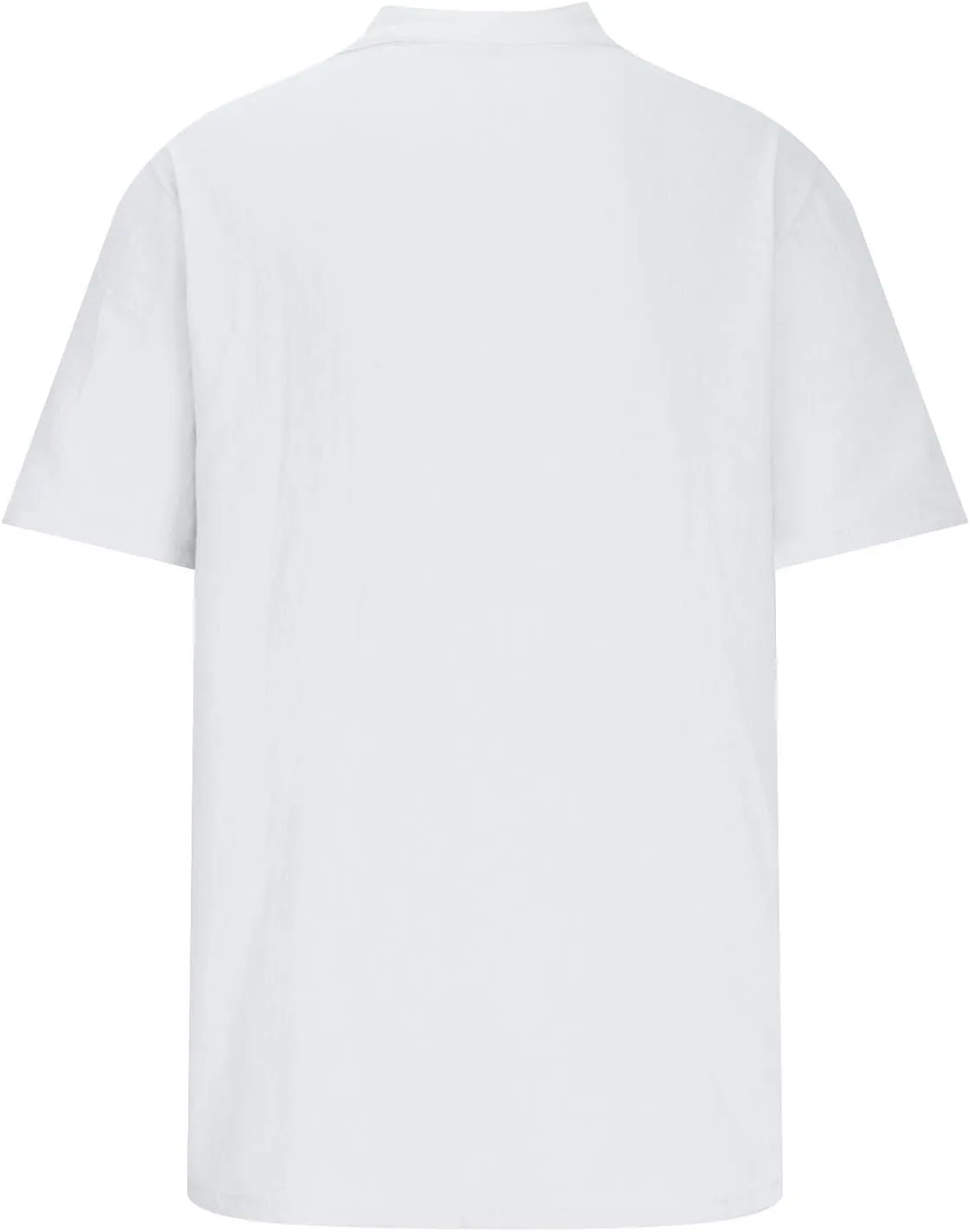 Mens Linen Beach Shirts Cotton Short Sleeves Button Trendy 2025 Blouses Round Neck Outdoor Solid Loose Casual Tees
