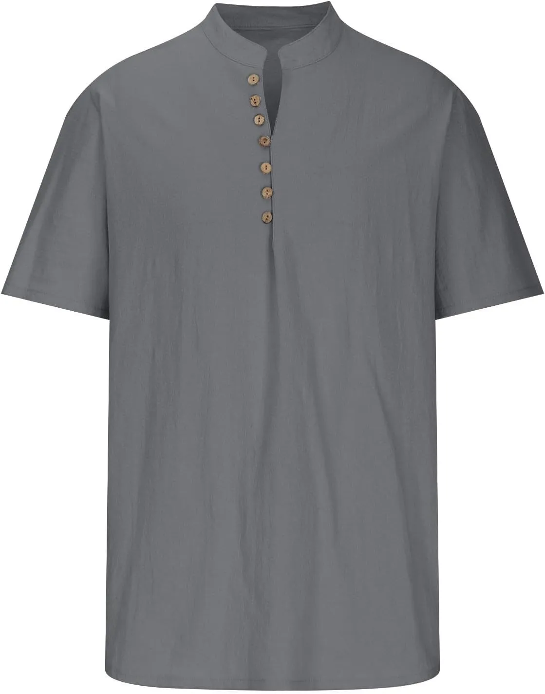 Mens Linen Beach Shirts Cotton Short Sleeves Button Trendy 2025 Blouses Round Neck Outdoor Solid Loose Casual Tees