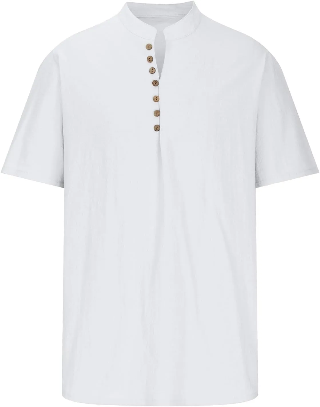 Mens Linen Beach Shirts Cotton Short Sleeves Button Trendy 2025 Blouses Round Neck Outdoor Solid Loose Casual Tees
