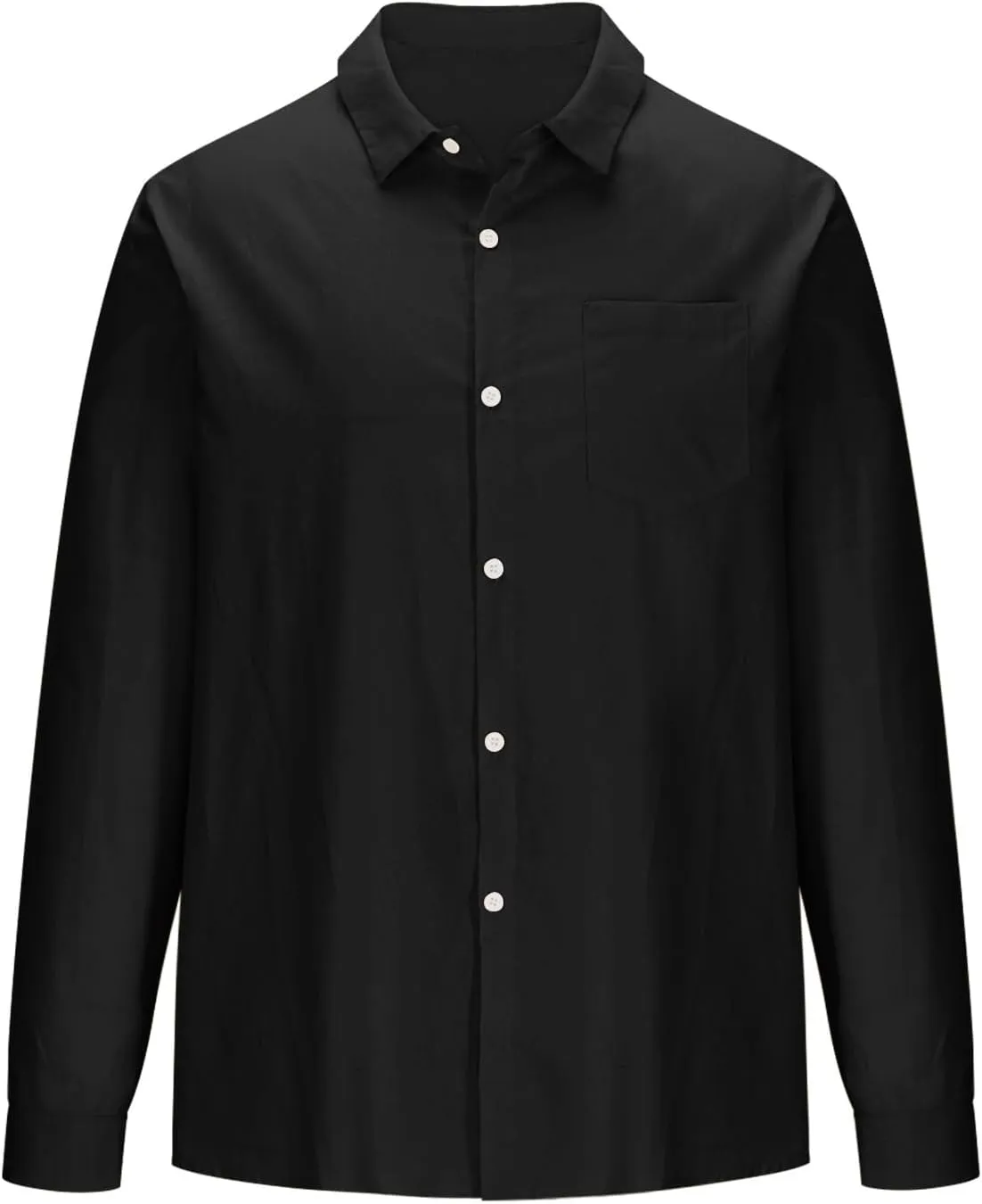 Mens Linen Shirt Dress Shirt Button Down Solid Color Long Sleeves Blouses Relaxed Sports Comfy Trendy Casual Tops