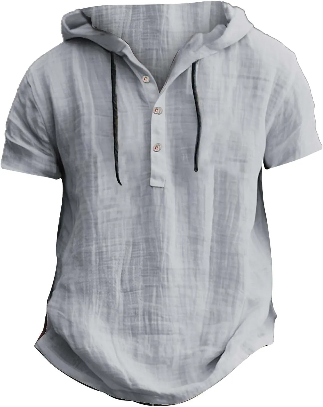 Mens Linen Shirts Casual Cotton 3/4 Sleeve Button Up Regular-Fit Henley T-Shirt Summer Lightweight Beach Yoga Tops