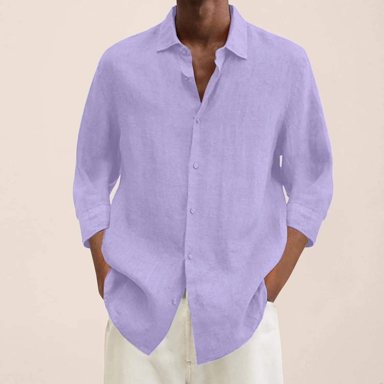 Mens Linen Shirts Long Sleeve Causal Button Down Shirt Men Summer Beach Vacation Hawaiian Shirts for Wedding Vacation
