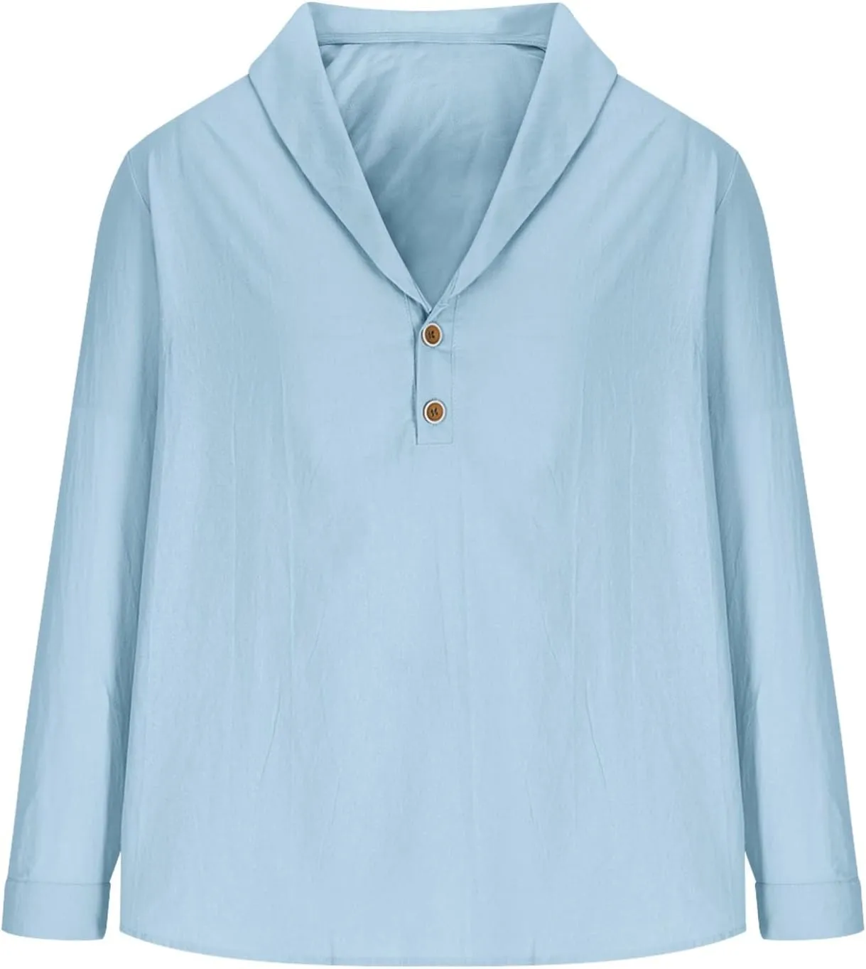 Mens Linen Shirts Long Sleeve V Neck Button Solid Color Blouses Basic Outdoor Summer Beach Fashion Tees Shirt 2025