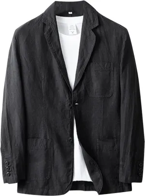Men's Linen Suit Blazer Jacket Two Button Suits Jackets Lightweight Sports Coat Solid Color Blazers