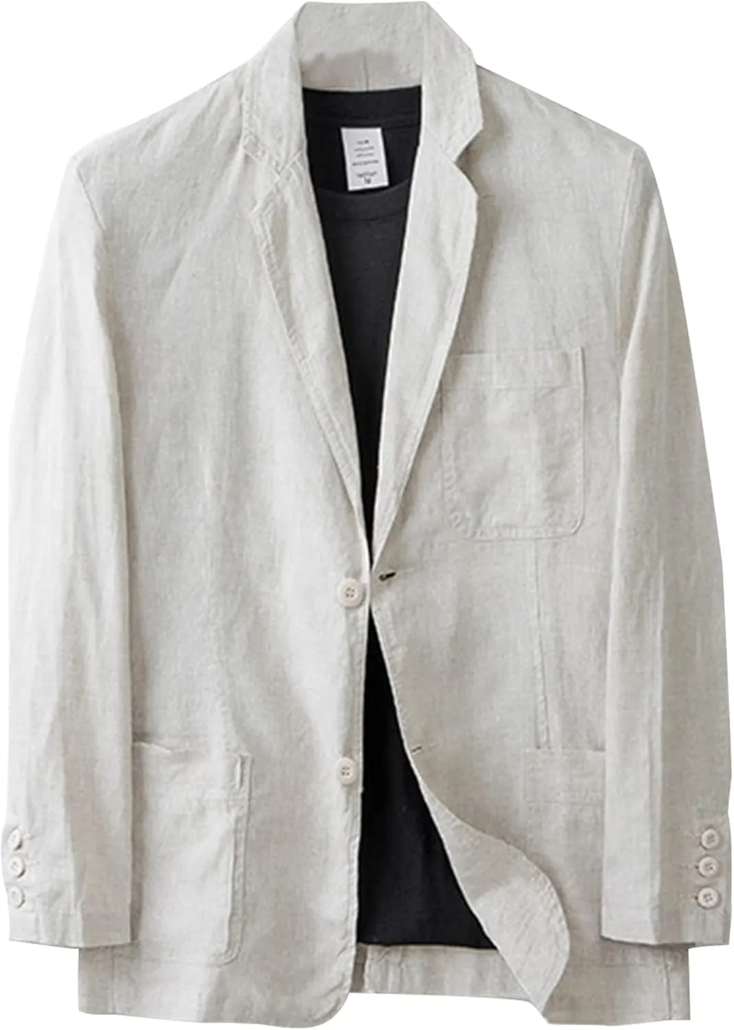 Men's Linen Suit Blazer Jacket Two Button Suits Jackets Lightweight Sports Coat Solid Color Blazers