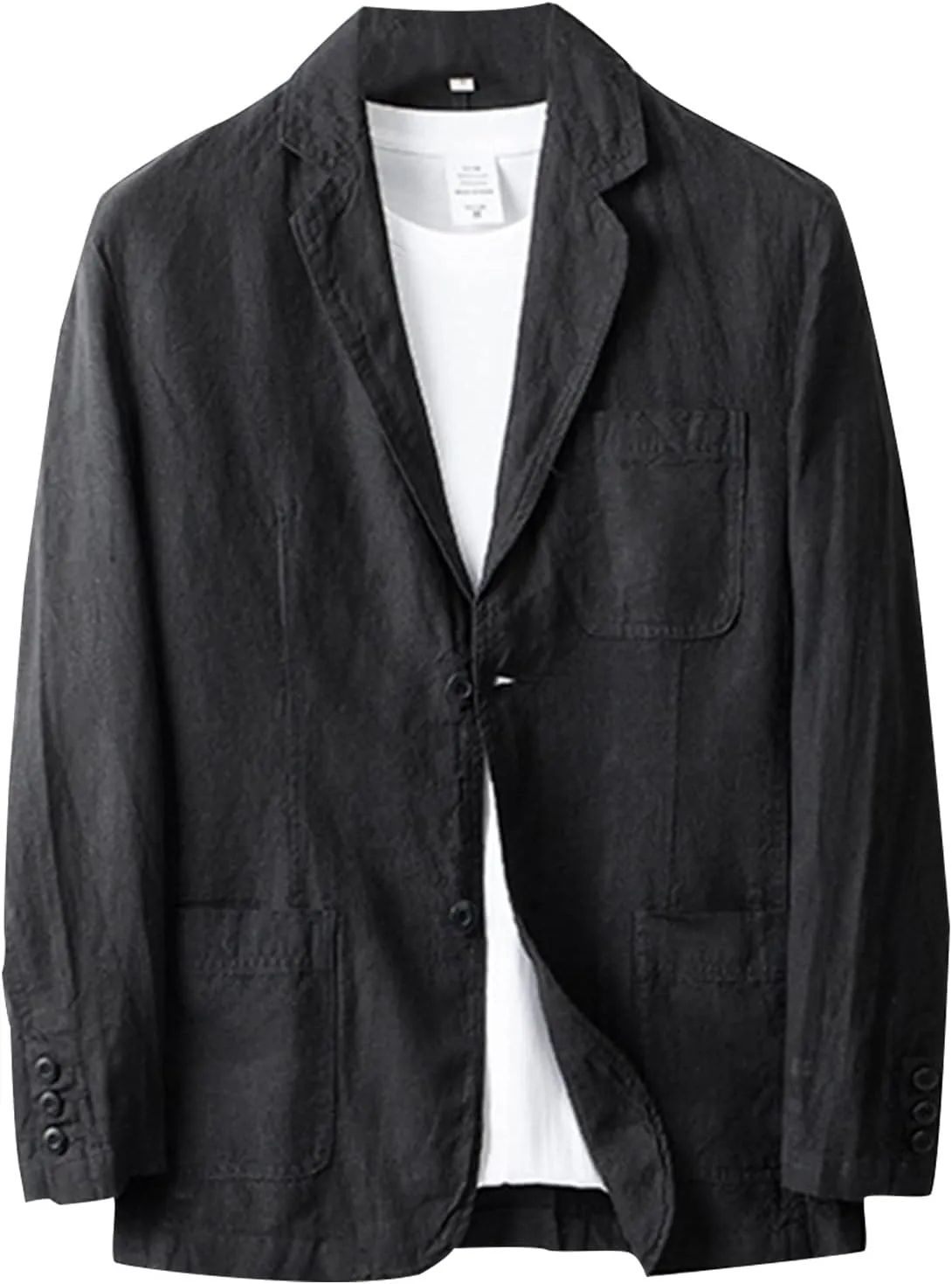 Men's Linen Suit Blazer Jacket Two Button Suits Jackets Lightweight Sports Coat Solid Color Blazers