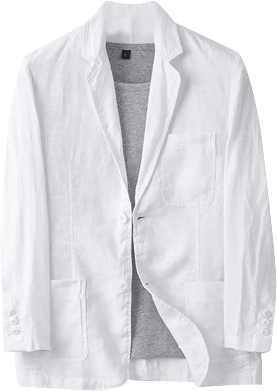 Men's Linen Suit Blazer Jacket Two Button Suits Jackets Lightweight Sports Coat Solid Color Blazers