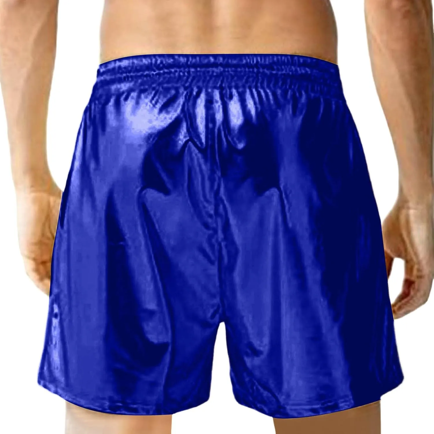 Men's Metallic Sparkly Beach Shorts Elastic Waist Shiny Drawstring Board Shorts Baggy Lightweight Comfy Swim Trunks