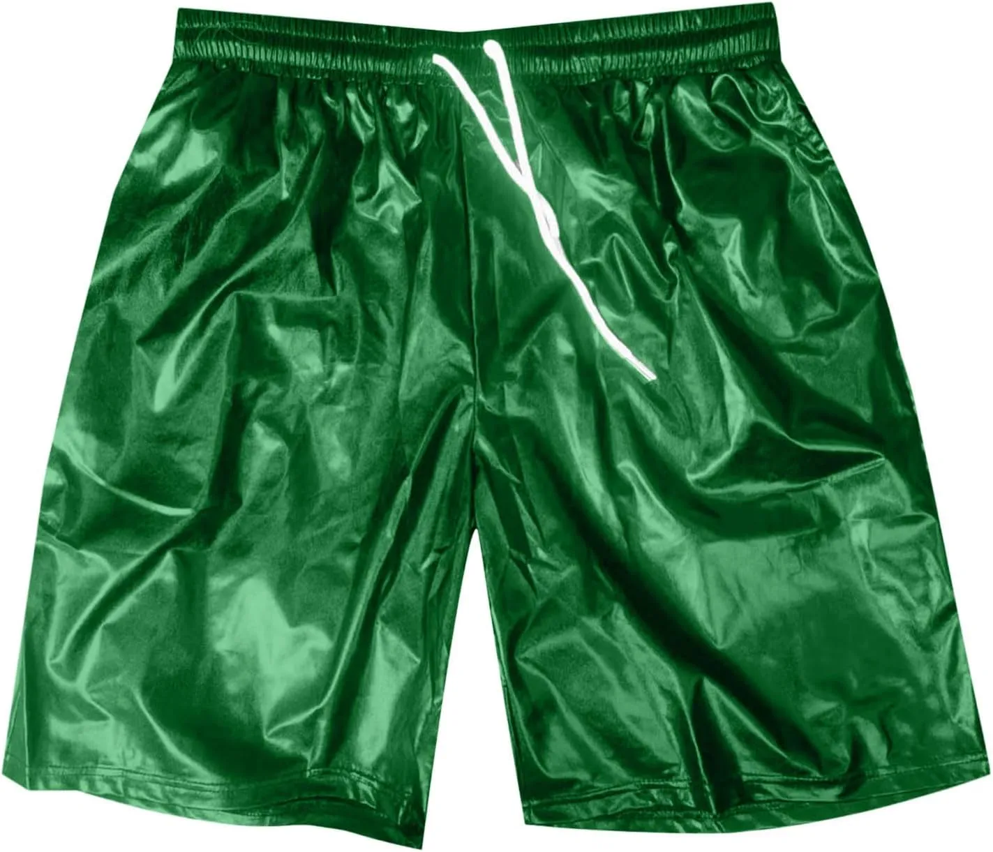 Men's Metallic Sparkly Beach Shorts Elastic Waist Shiny Drawstring Board Shorts Baggy Lightweight Comfy Swim Trunks