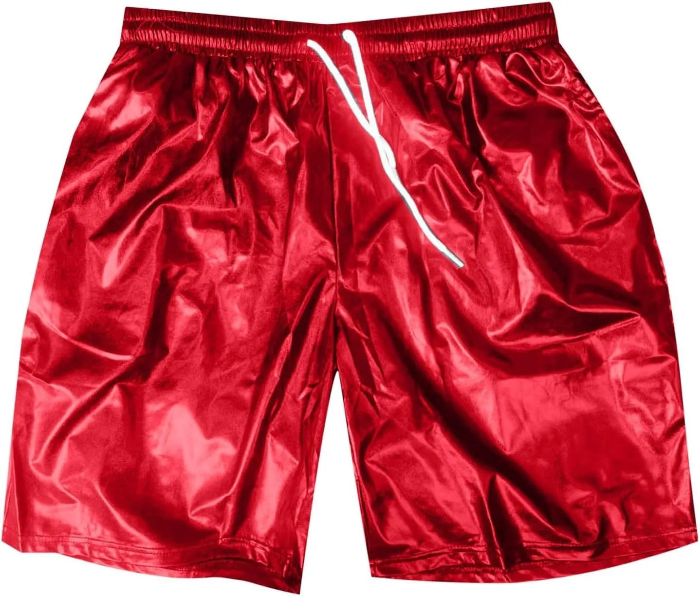 Men's Metallic Sparkly Beach Shorts Elastic Waist Shiny Drawstring Board Shorts Baggy Lightweight Comfy Swim Trunks