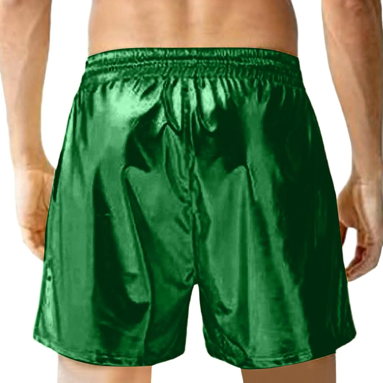 Men's Metallic Sparkly Beach Shorts Elastic Waist Shiny Drawstring Board Shorts Baggy Lightweight Comfy Swim Trunks