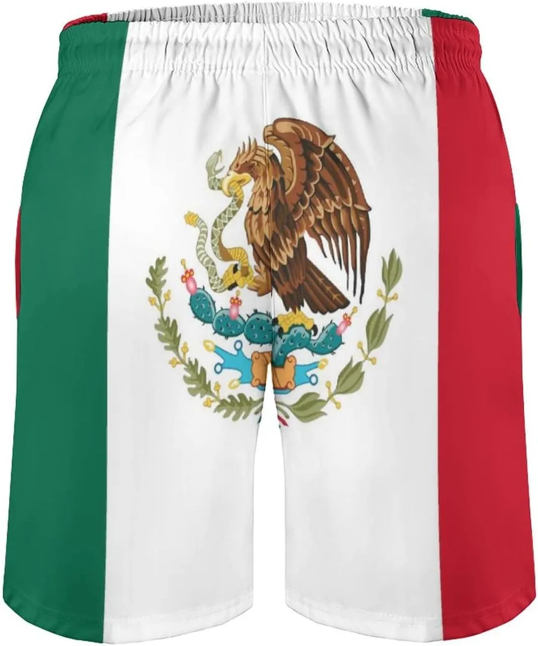 Men's Mexican Flag Board Shorts Summer Quick Dry Swim Trunks Swimwear