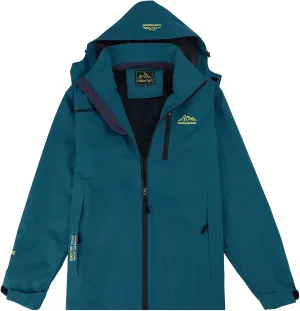 Men's Outdoor Waterproof Jacket Lightweight Zipper Hooded Coat Hiking Travel Windbreaker Outwear Trench Coat