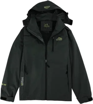 Men's Outdoor Waterproof Jacket Lightweight Zipper Hooded Coat Hiking Travel Windbreaker Outwear Trench Coat