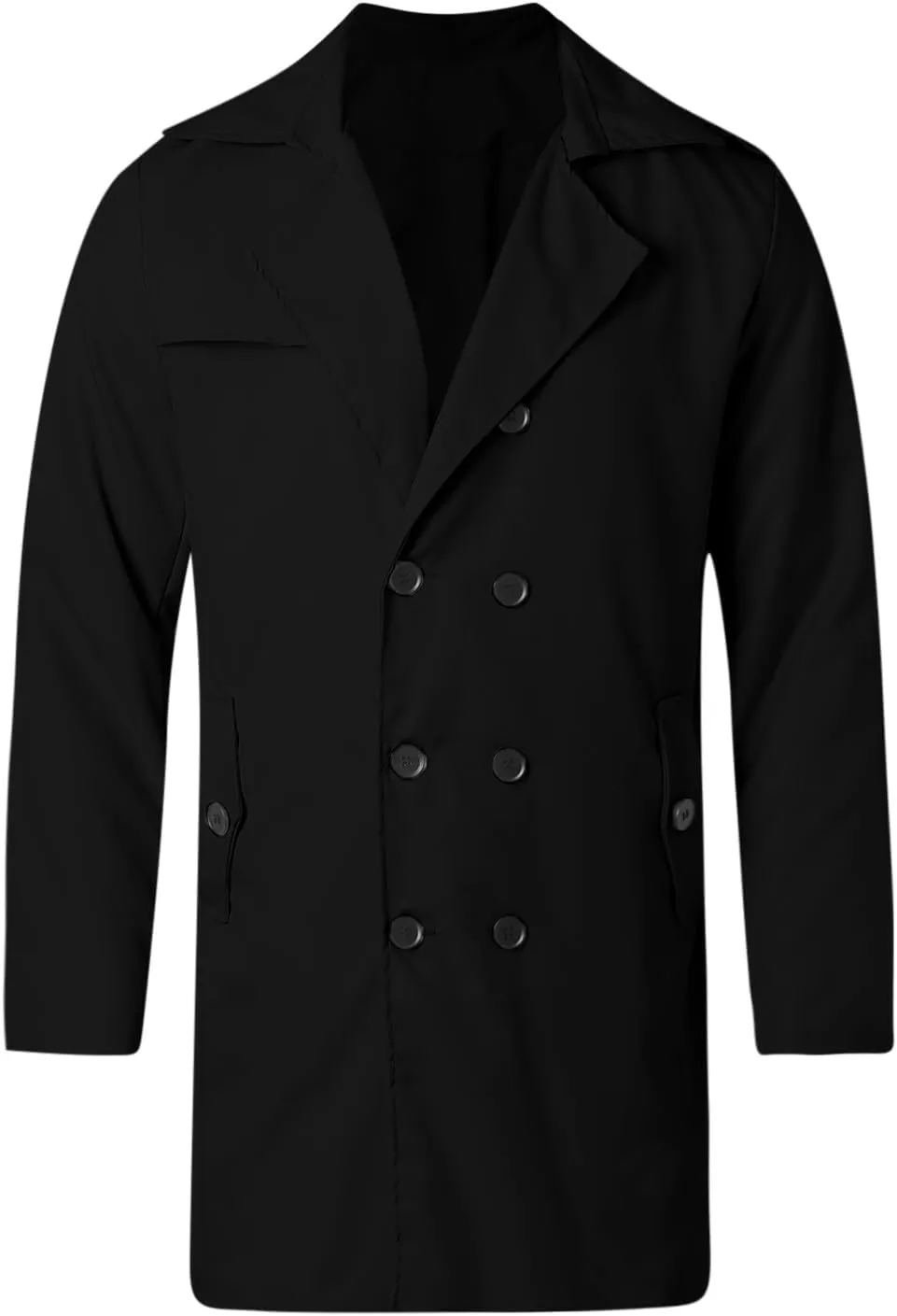 Men's Peacoat Double Breasted Winter Trench Coat Slim Fit Notched Collar Pea Coat Warm Soft Overcoat