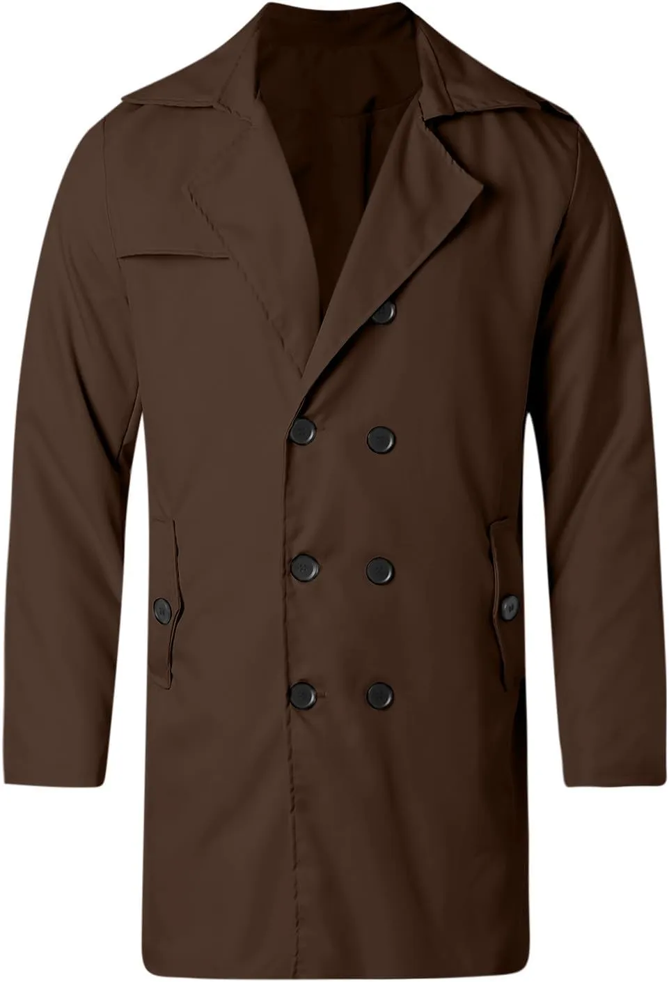 Men's Peacoat Double Breasted Winter Trench Coat Slim Fit Notched Collar Pea Coat Warm Soft Overcoat