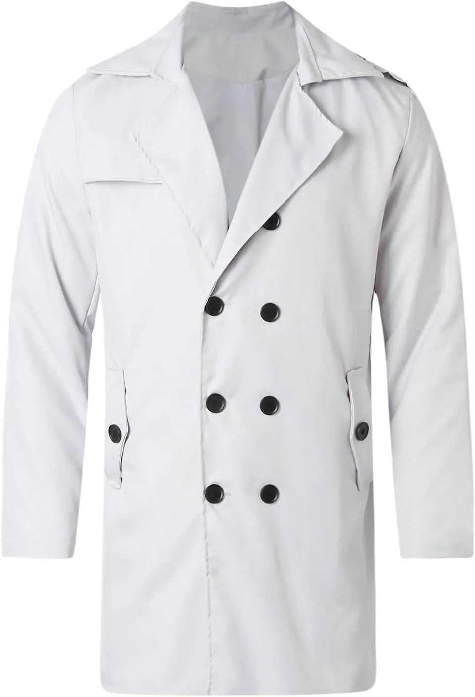 Men's Peacoat Double Breasted Winter Trench Coat Slim Fit Notched Collar Pea Coat Warm Soft Overcoat