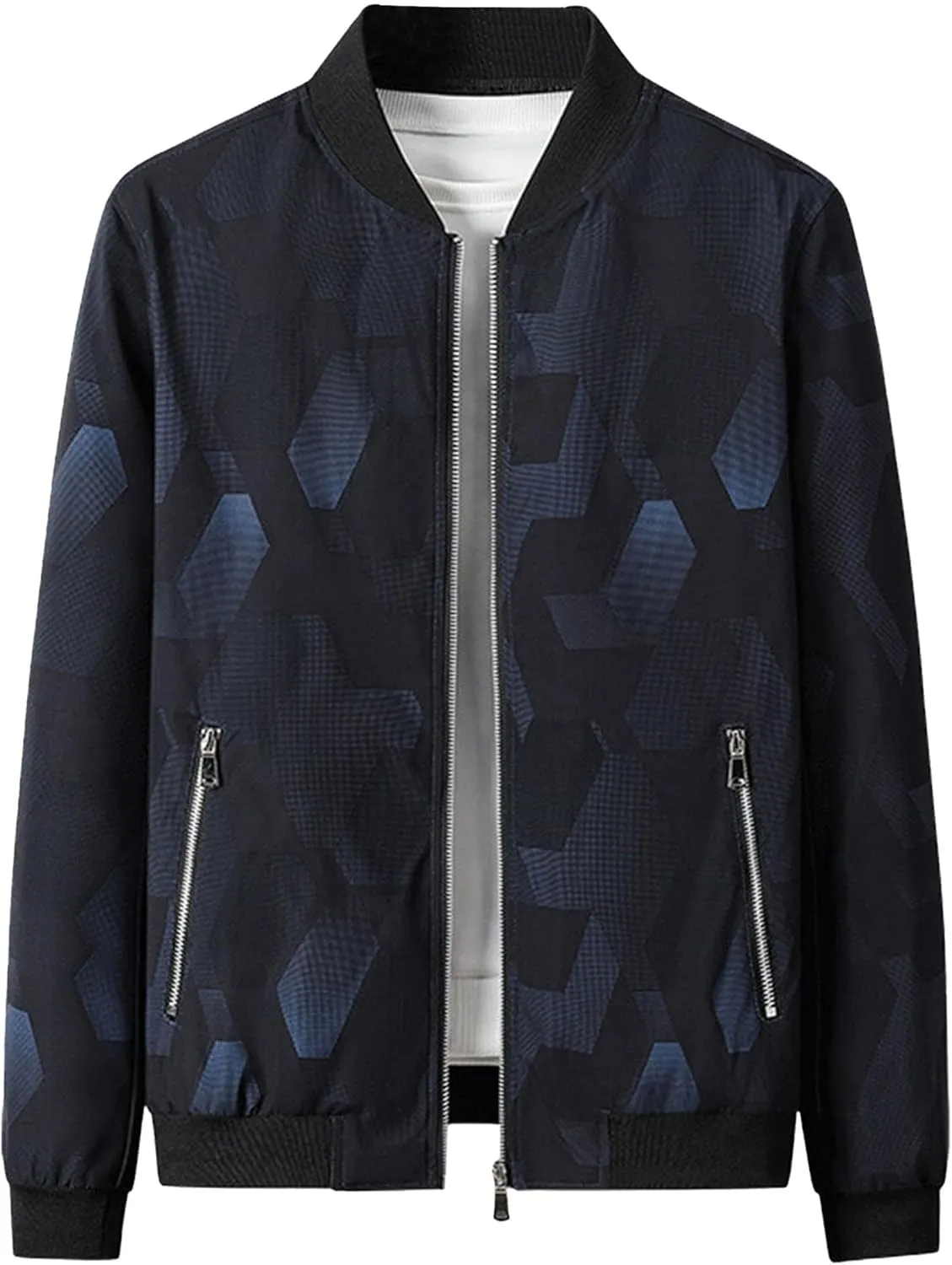 Men's Plaid Stand Collar Jacket Casual Field Windbreaker Jackets Slim Fit Cotton Baseball Bomber Coat