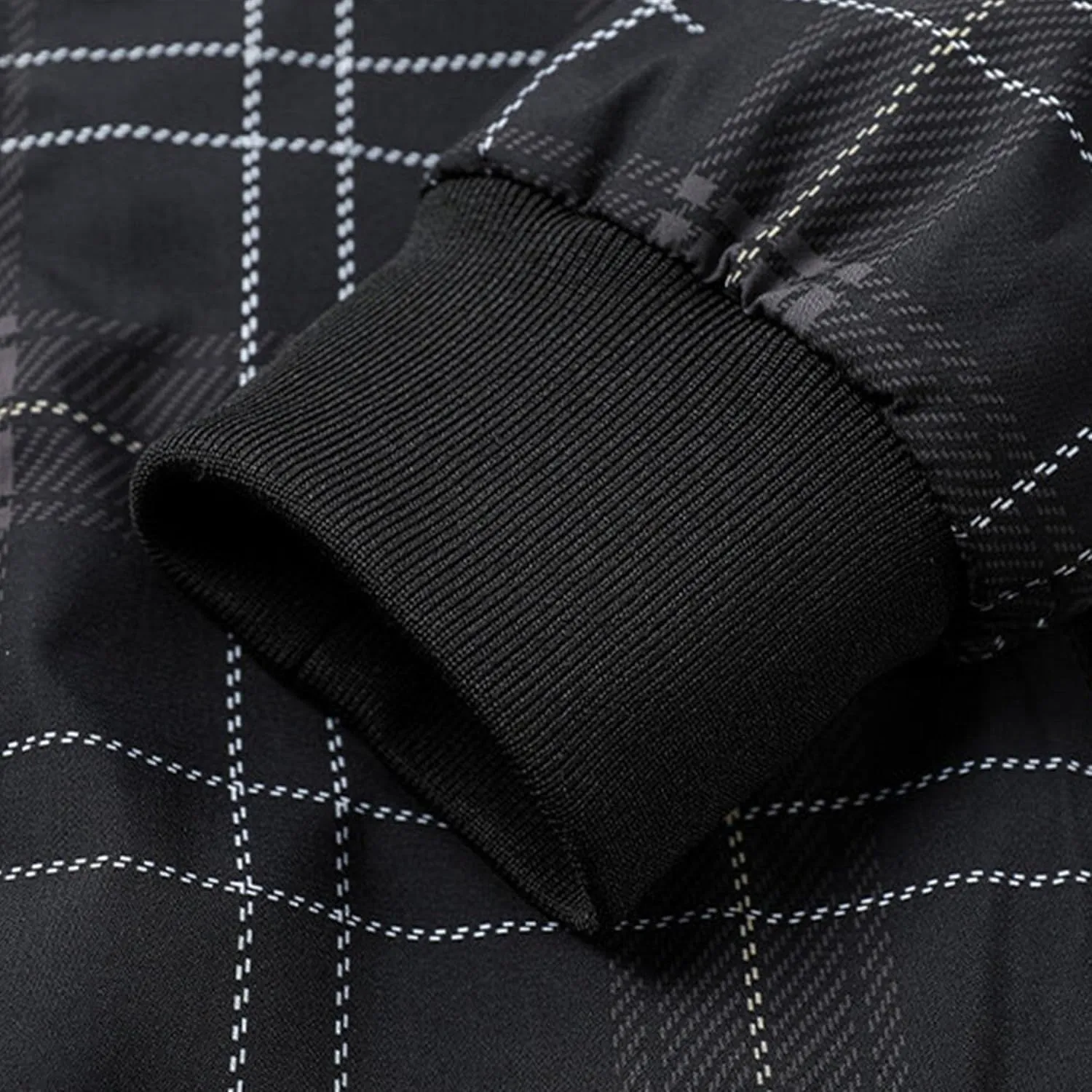 Men's Plaid Stand Collar Jacket Casual Field Windbreaker Jackets Slim Fit Cotton Baseball Bomber Coat