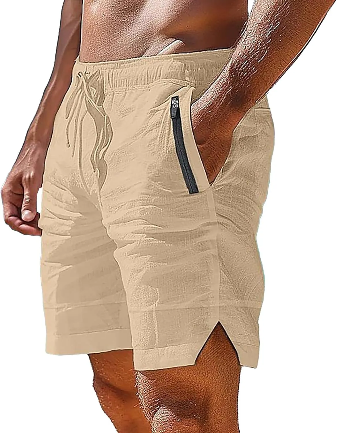 Mens Quick Drying Breathable Combat Casual Lightweight Sports Pants Cotton Linen Shorts Tactical Active Solid Color Bermuda