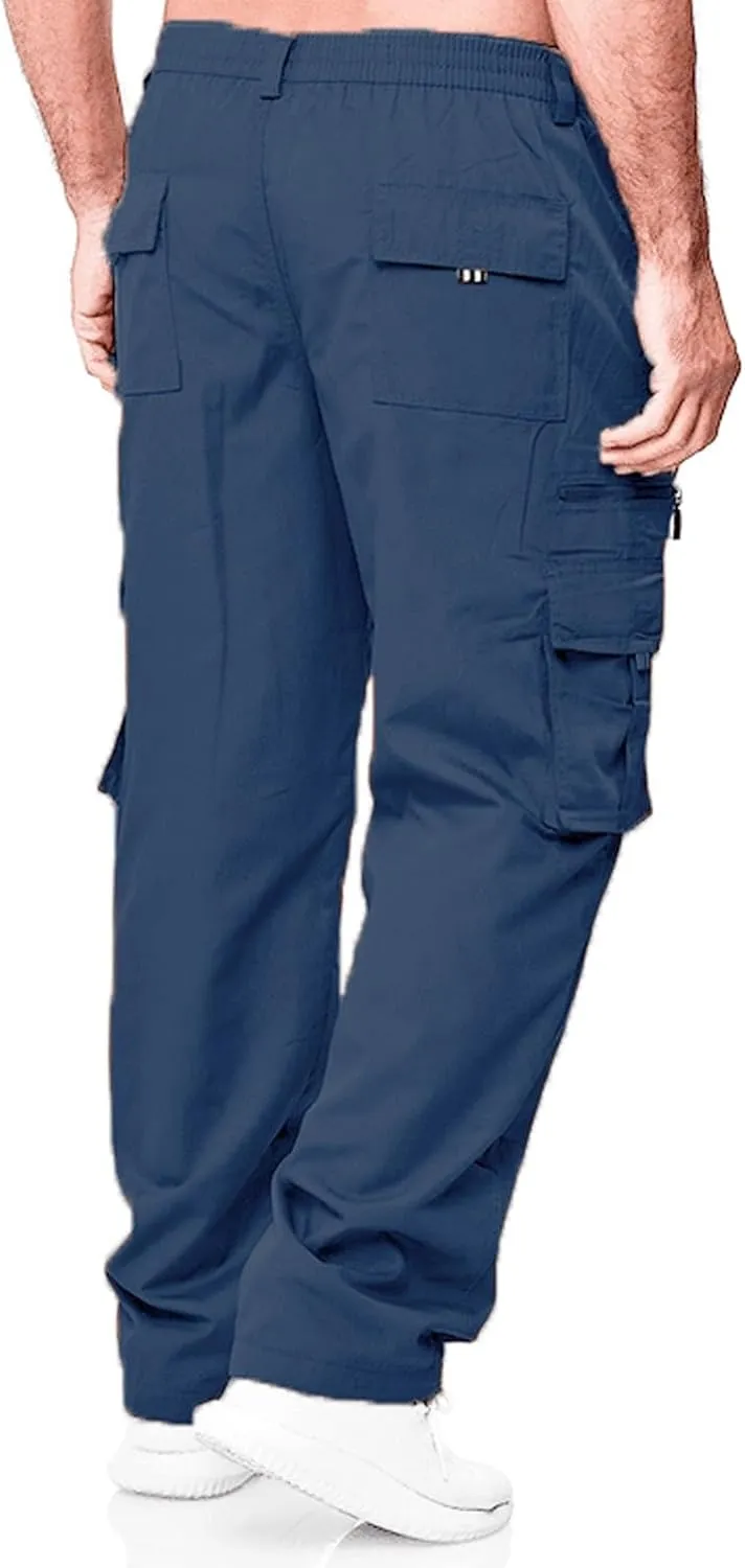 Mens Resort Wear 2025 Multi Pockets Cargo Pants Hiking Combat Work Outdoor Trousers Casual Slim Straight Fit Sweatpants