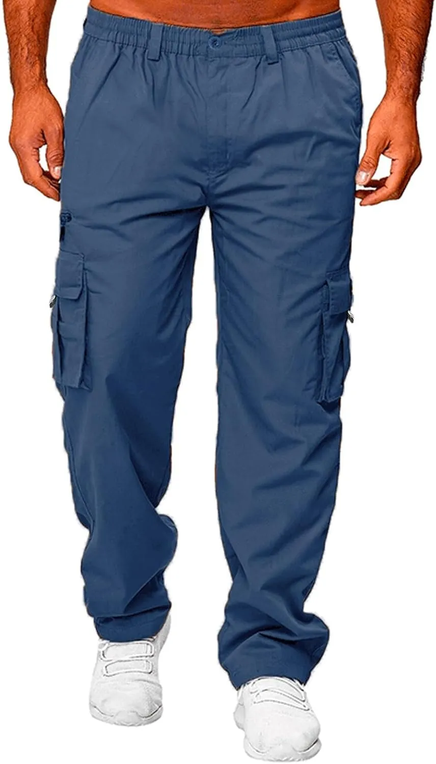 Mens Resort Wear 2025 Multi Pockets Cargo Pants Hiking Combat Work Outdoor Trousers Casual Slim Straight Fit Sweatpants