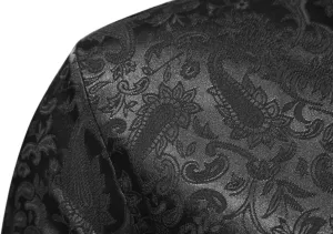 Men's Satin Shirt Like Silk Floral Dress Shirt Jacquard Long Sleeve Slim Fit Button Down Shirts for Prom Wedding Party