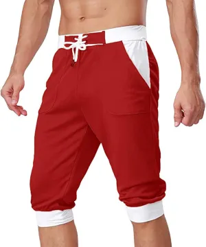Mens Shorts 5 Inch Men's Patchwork Slim fit 5 Inch Inseam Gym Shorts Running Shorts Basketball Shorts with Drawtring