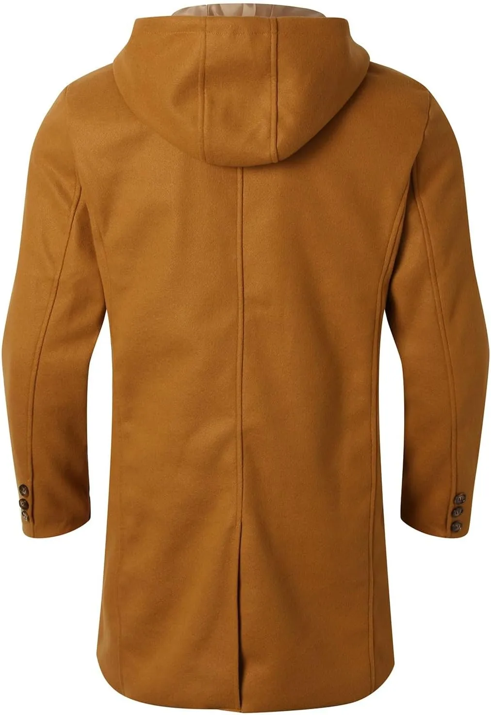 Mens Single Breasted Trench Coat Mid Long Jacket Notched Lapel Winter Chunky Warm Overcoat
