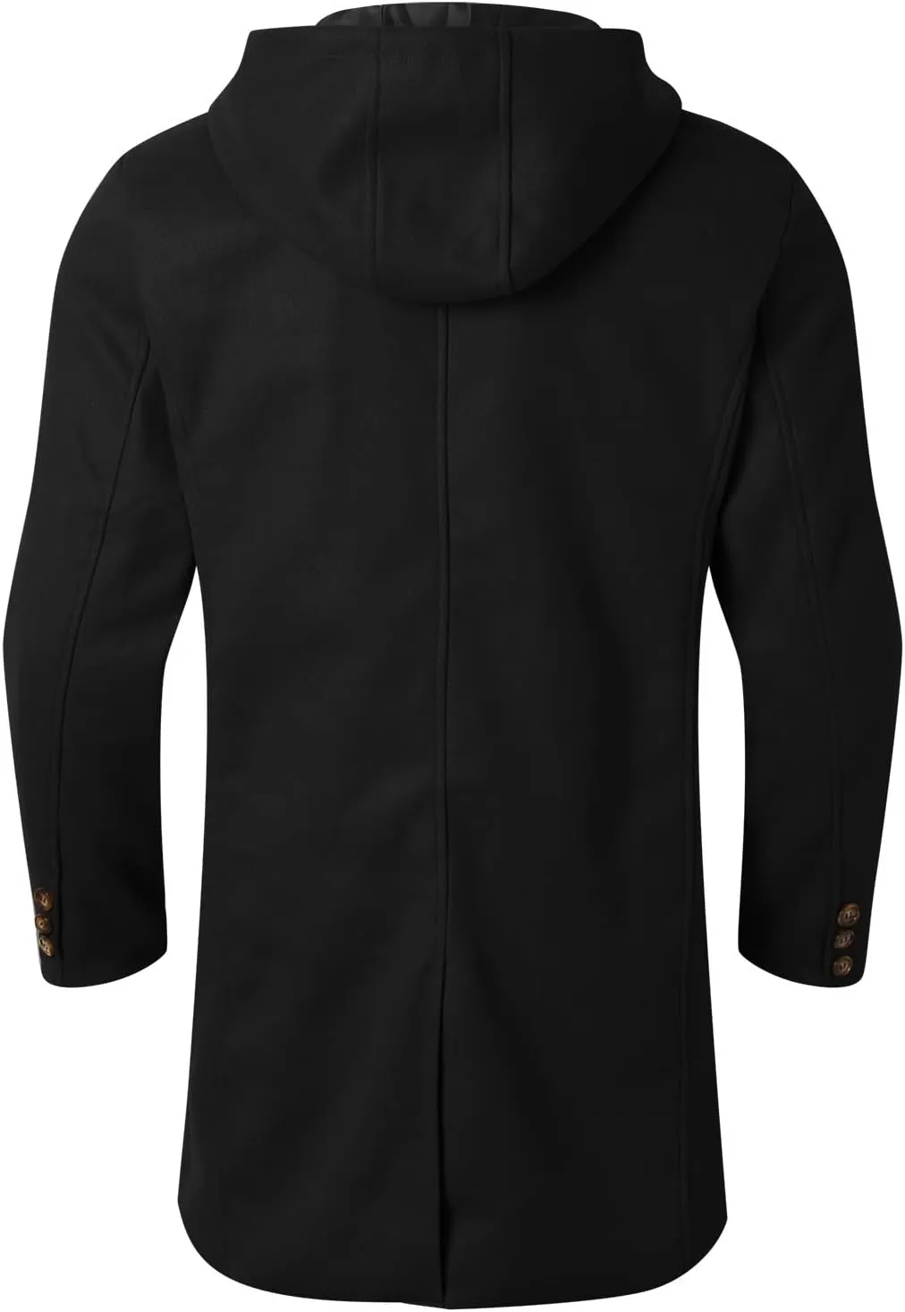 Mens Single Breasted Trench Coat Mid Long Jacket Notched Lapel Winter Chunky Warm Overcoat