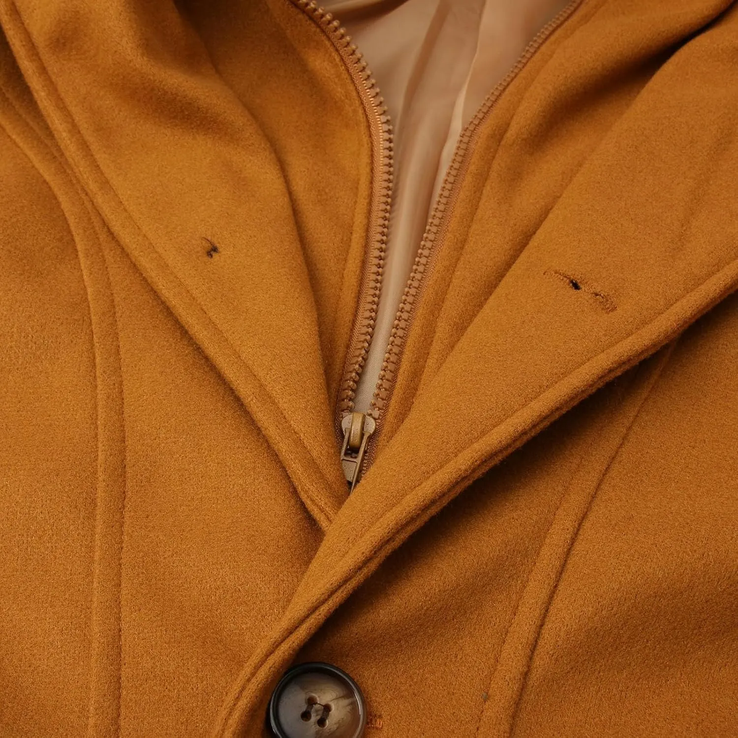 Mens Single Breasted Trench Coat Mid Long Jacket Notched Lapel Winter Chunky Warm Overcoat