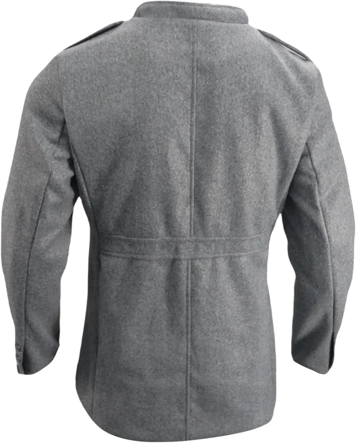 Mens Single Breasted Trench Coat Winter Wool Blend Pea Coat Warm Stand Collar Work Business Jacket Outerwear