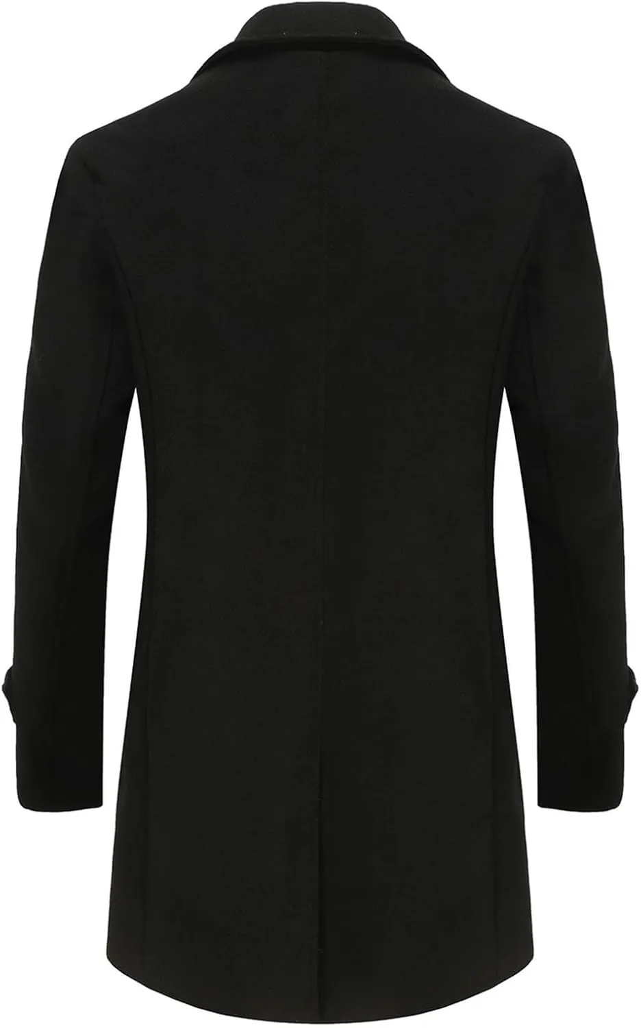 Men's Single Breasted Winter Pea Coat Warm Wool Blend Casual Overcoat with Pockets
