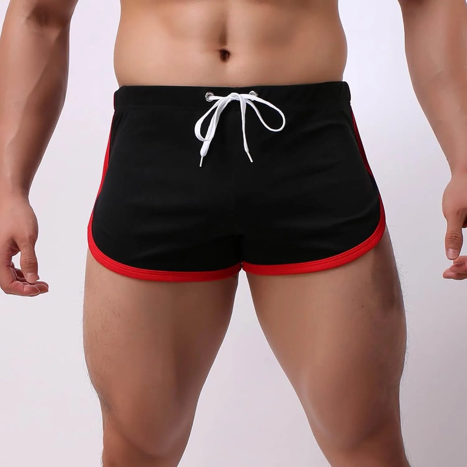Men's Skinny Athletic Shorts Workout Gym Elastic Waist Drawstring Running Shorts Lightweight Soft Comfy Sport Short