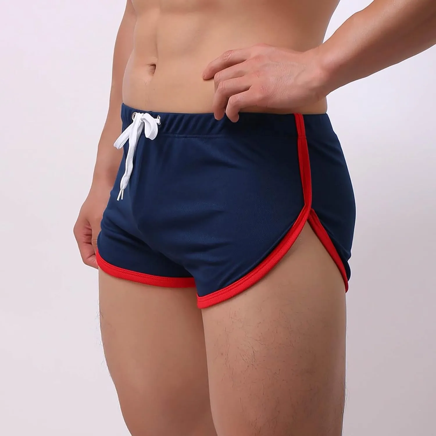 Men's Skinny Athletic Shorts Workout Gym Elastic Waist Drawstring Running Shorts Lightweight Soft Comfy Sport Short
