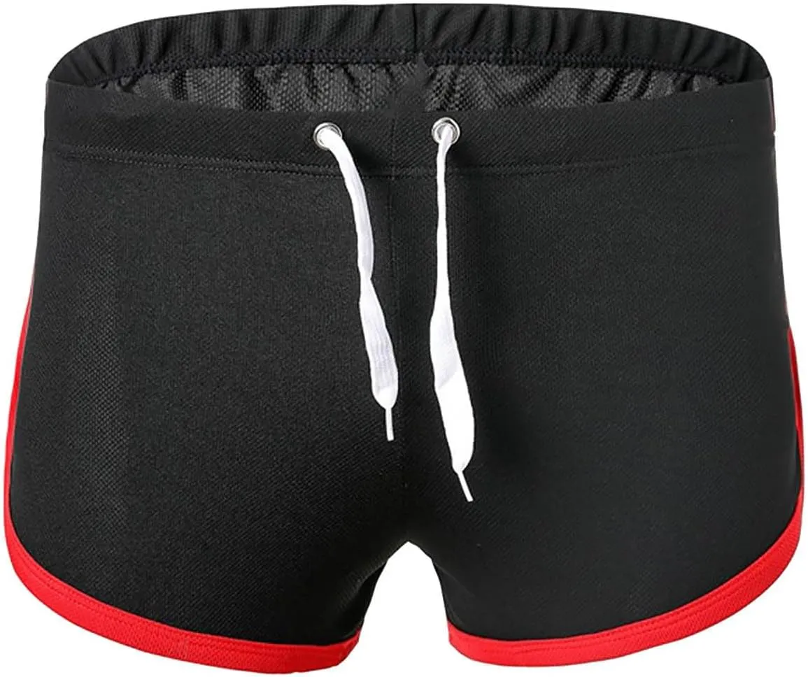 Men's Skinny Athletic Shorts Workout Gym Elastic Waist Drawstring Running Shorts Lightweight Soft Comfy Sport Short