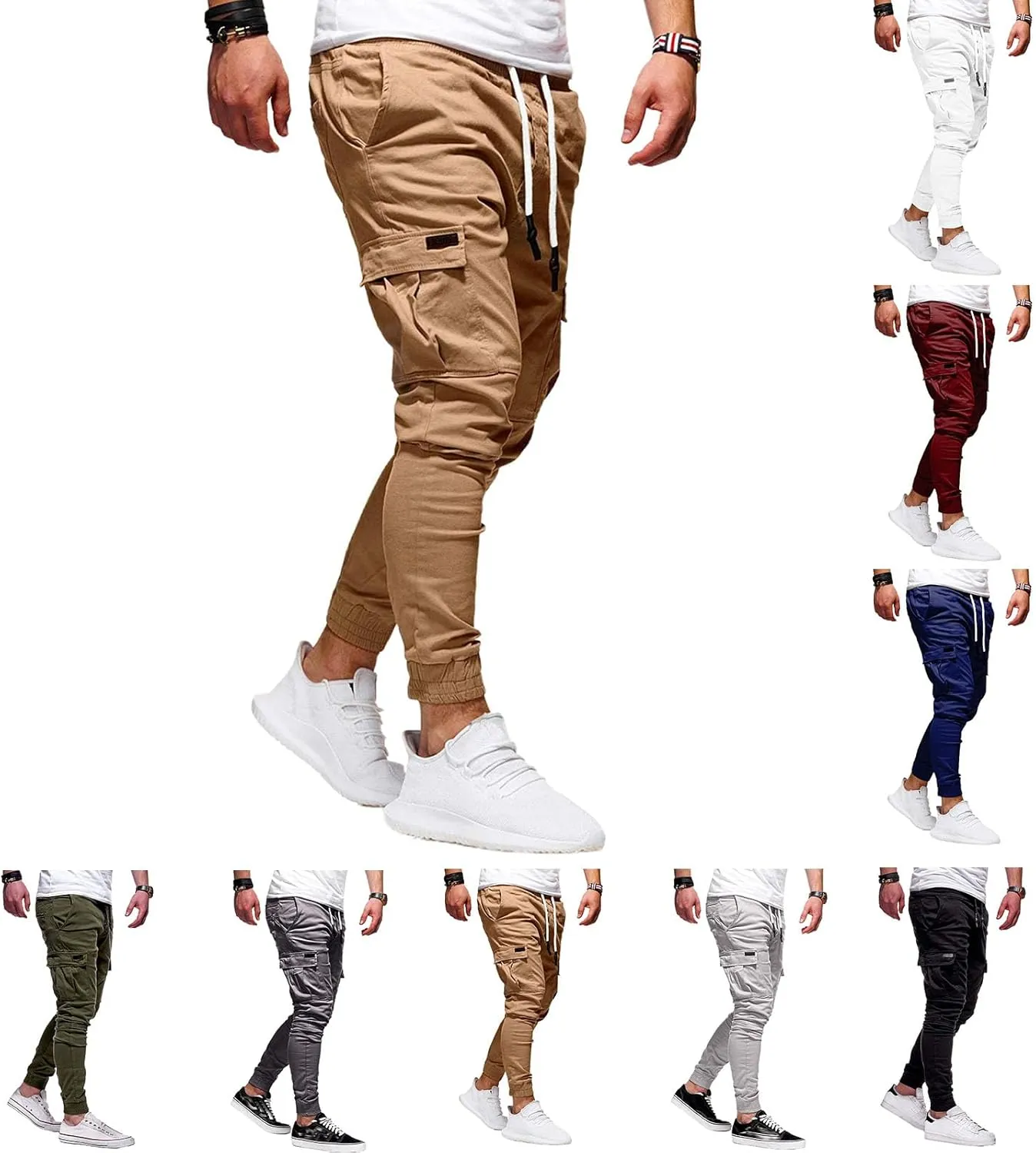 Men's Slim Fit Cargo Pants Tapered Running Joggers Work Travel Pants Workout Streetwear Trousers for Men Fashion