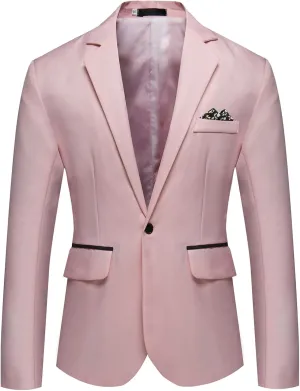 Mens Slim Fit Suit Jacket One Button Notched Lapel Business Daily Lightweight Blazer Jacket Sport Coat Tops