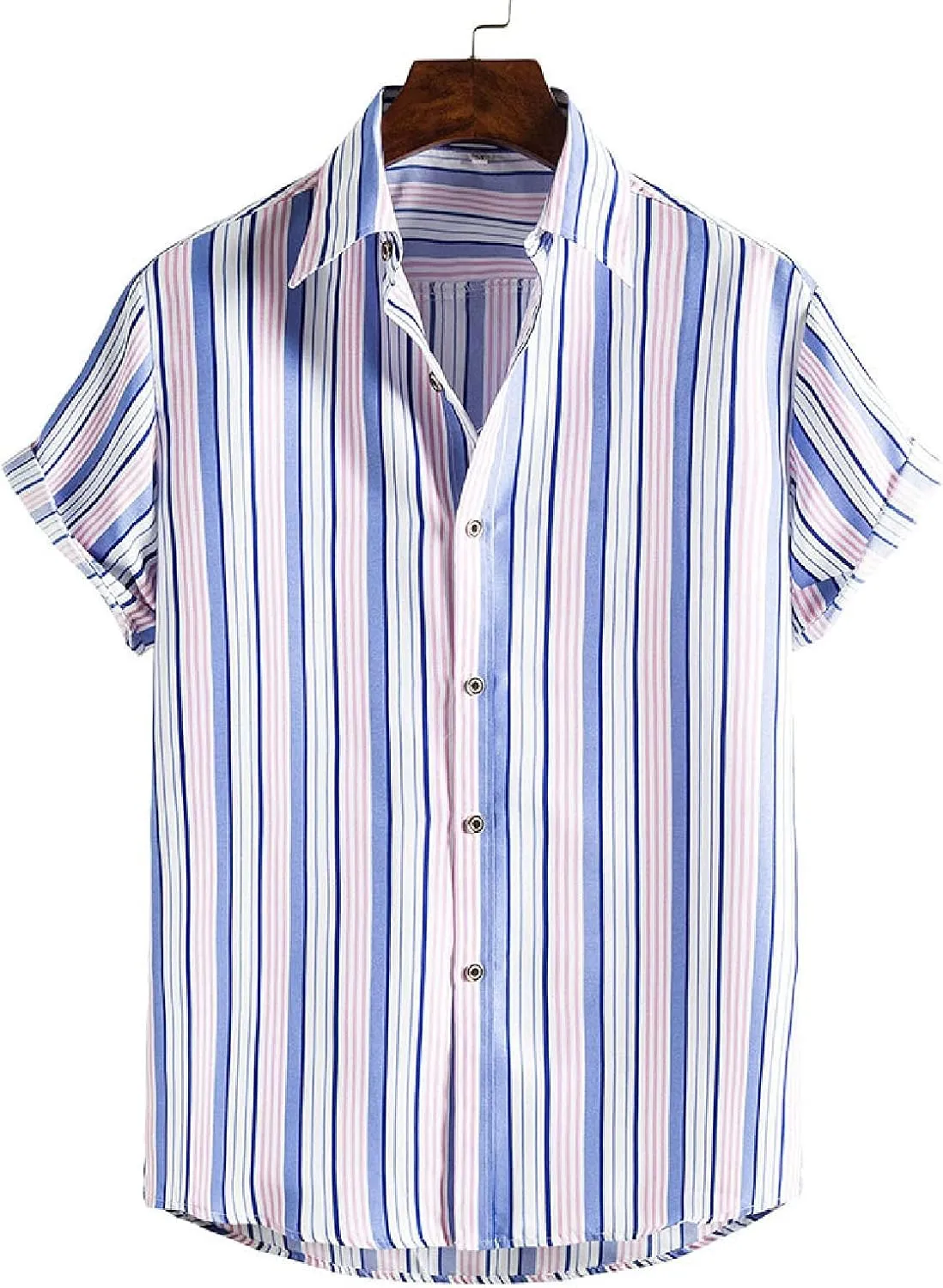 Men's Striped Shirts Button Down Beach Shirt Short Sleeve Hawaiian Shirt Tees Quick Dry Western Shirt 2025 Trendy
