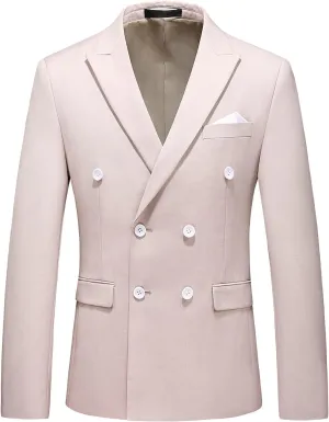 Mens Suit Jacket Double Breasted Blazer Men Slim Fit Casual Prom Wedding Daily Tux Suit Coats Blazer