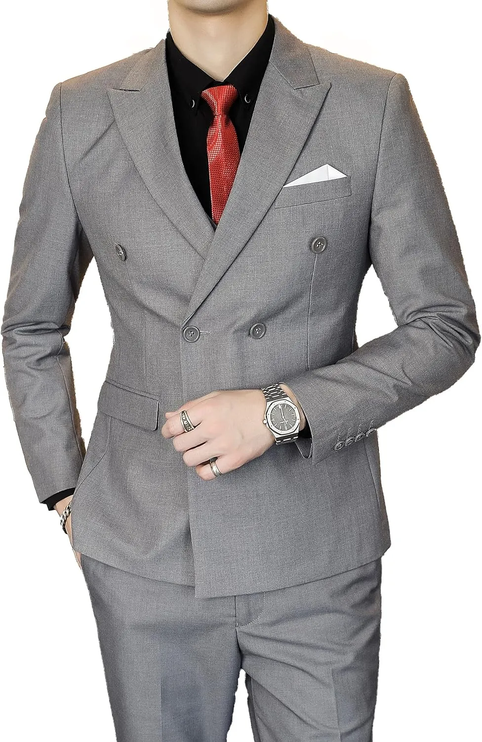 Mens Suit Jacket Double Breasted Blazer Men Slim Fit Casual Prom Wedding Daily Tux Suit Coats Blazer
